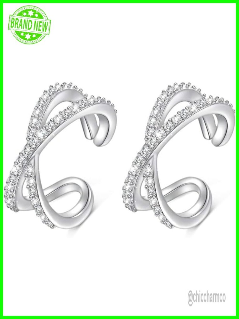 925 Sterling Silver Ear Cuff Non Pierced Huggie Hoop Set of 2
